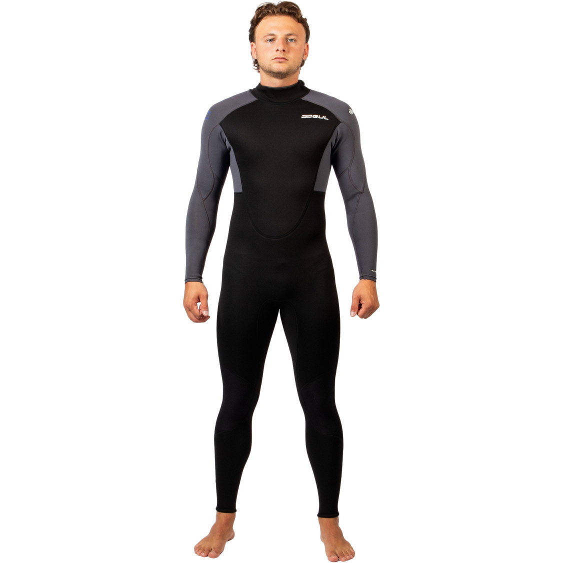 2026 Gul Mens Response Natur 3/2mm Back Zip Wetsuit RE1321-BKGY - Black / Grey